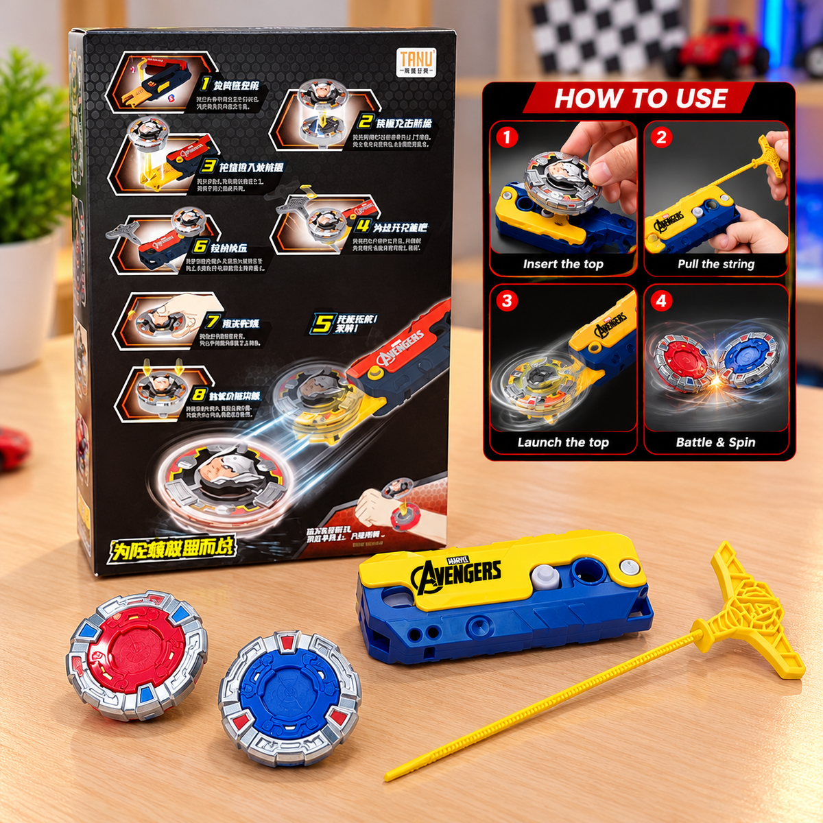 Avengers Spinning Top Battle Launcher Toy Set for Kids