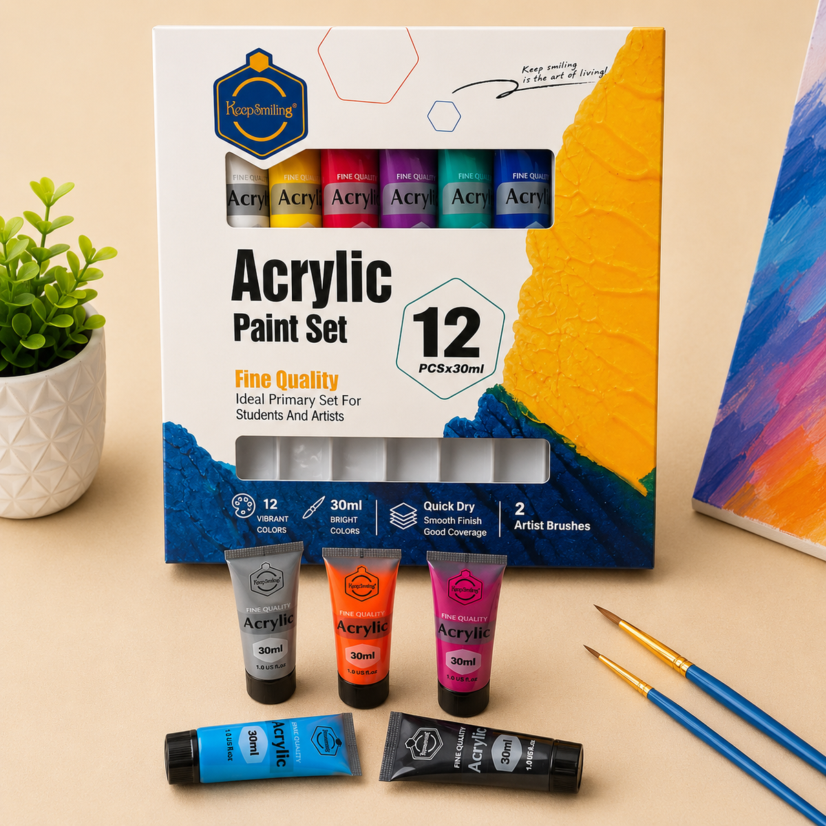 12 Colors Acrylic Paint Set