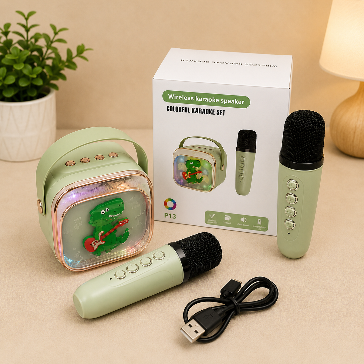 P13 Colorful Wireless Karaoke Speaker Set