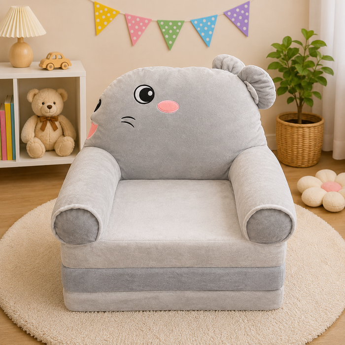 Grey Cat Kids Sofa Cum Bed