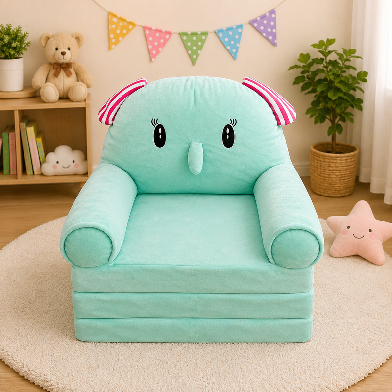Mint Green Elephant Kids Sofa Cum Bed