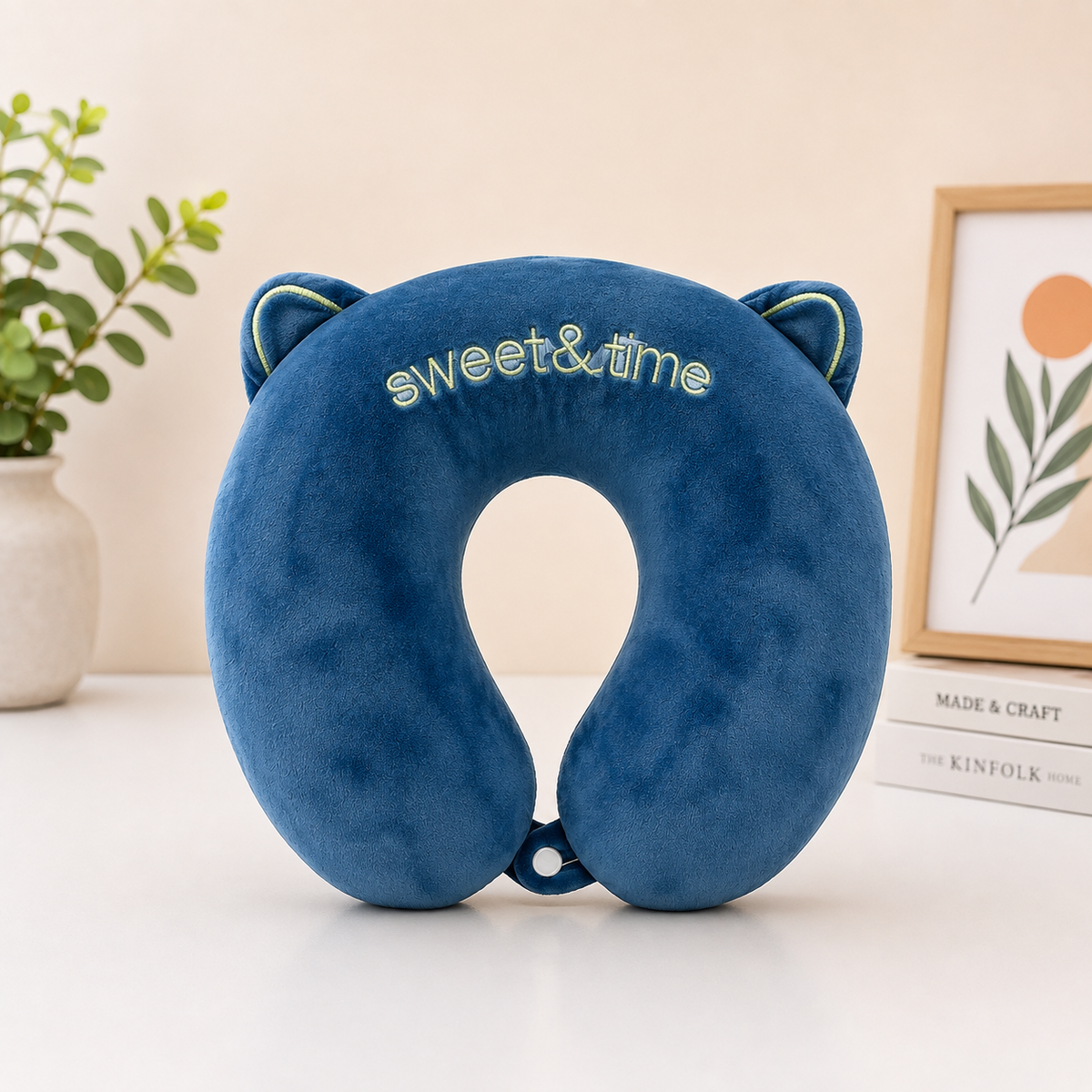 Blue Plush Travel Neck Pillow