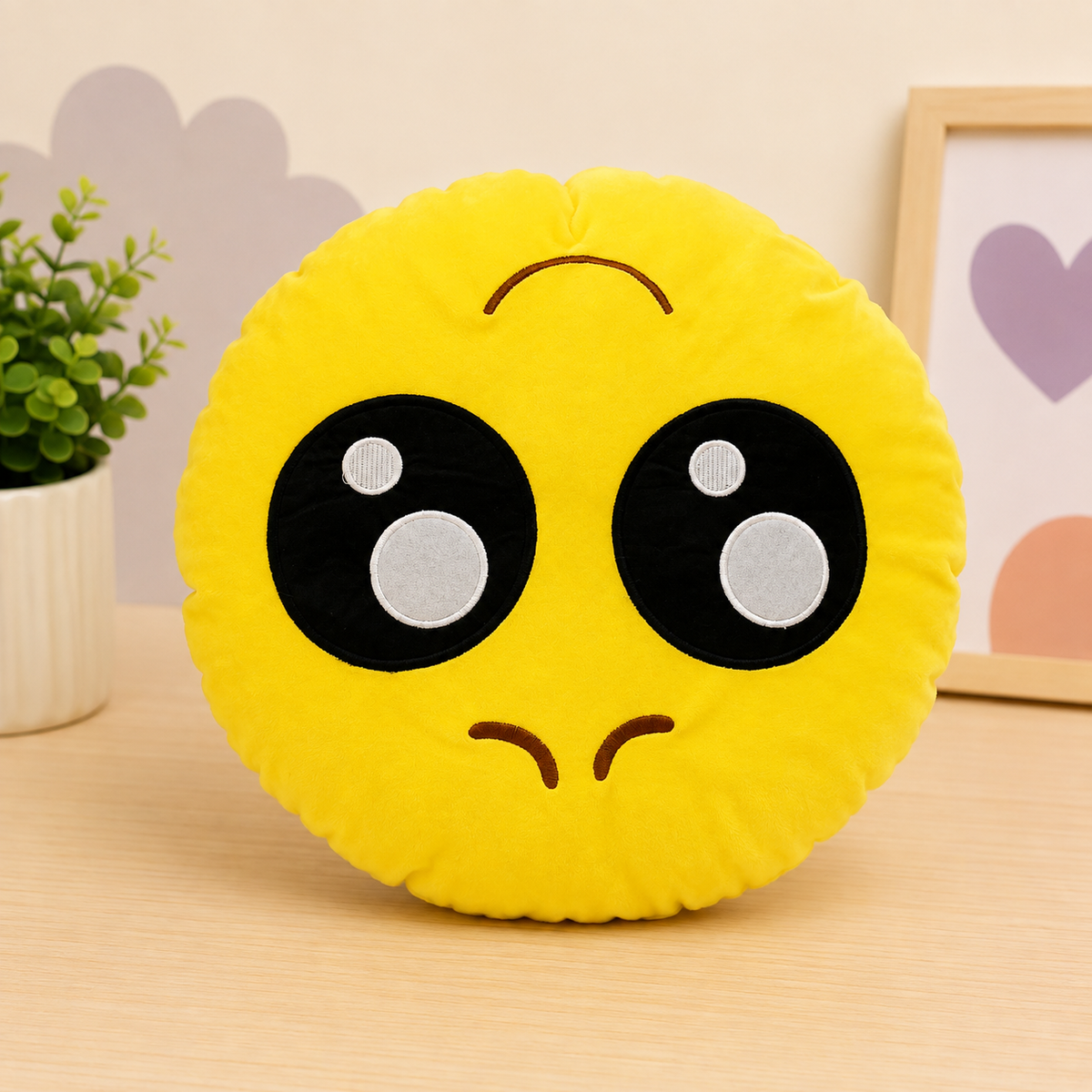 Happy Eyes Emoji Plush Cushion