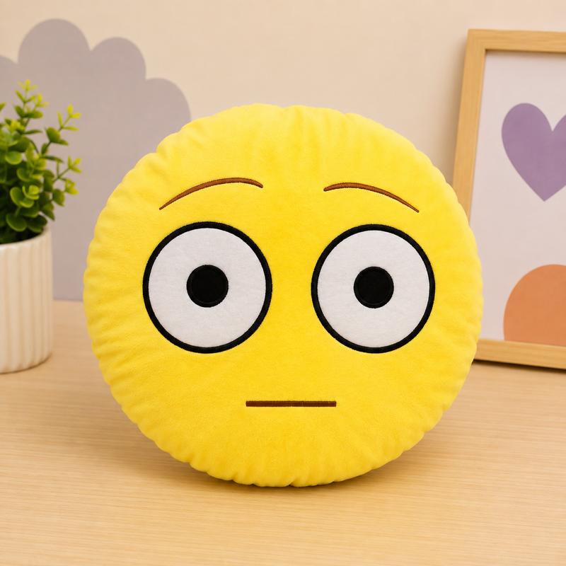 Wide Eyes Emoji Plush Cushion