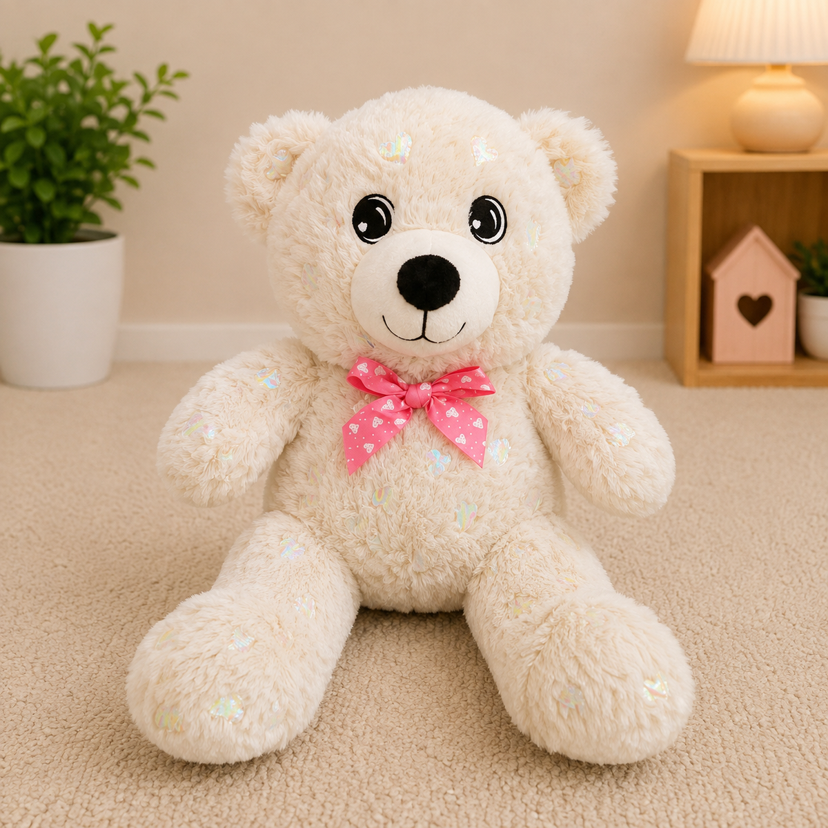 Soft Heart Bow Teddy Bear Plush Toy - 20cm