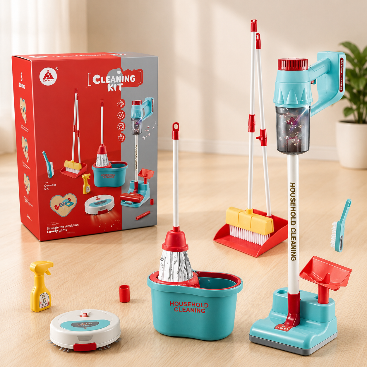 Kids Household Cleaning Kit Play Set.
