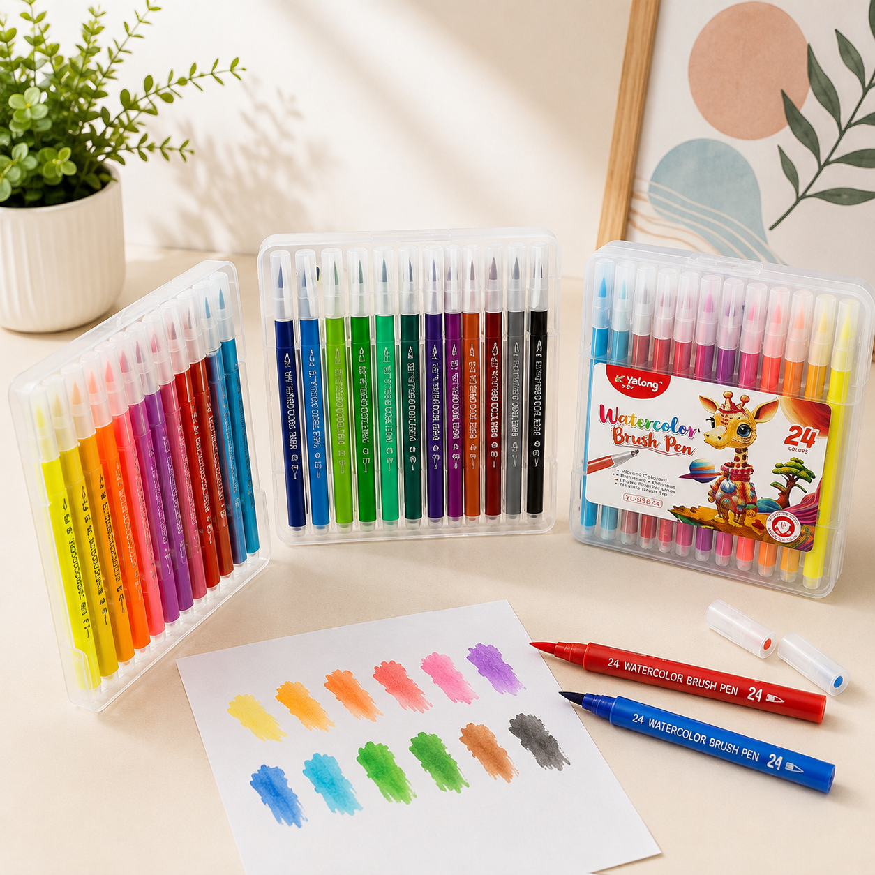 Yalong 24 Colors Watercolor Brush Pen Set