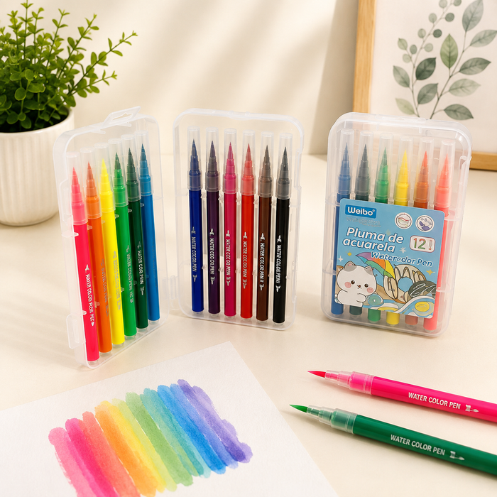 12 Colors Weibo Watercolor Brush Pen Set