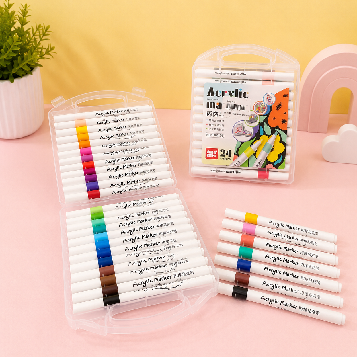 24 Colors Acrylic Marker Pen Set