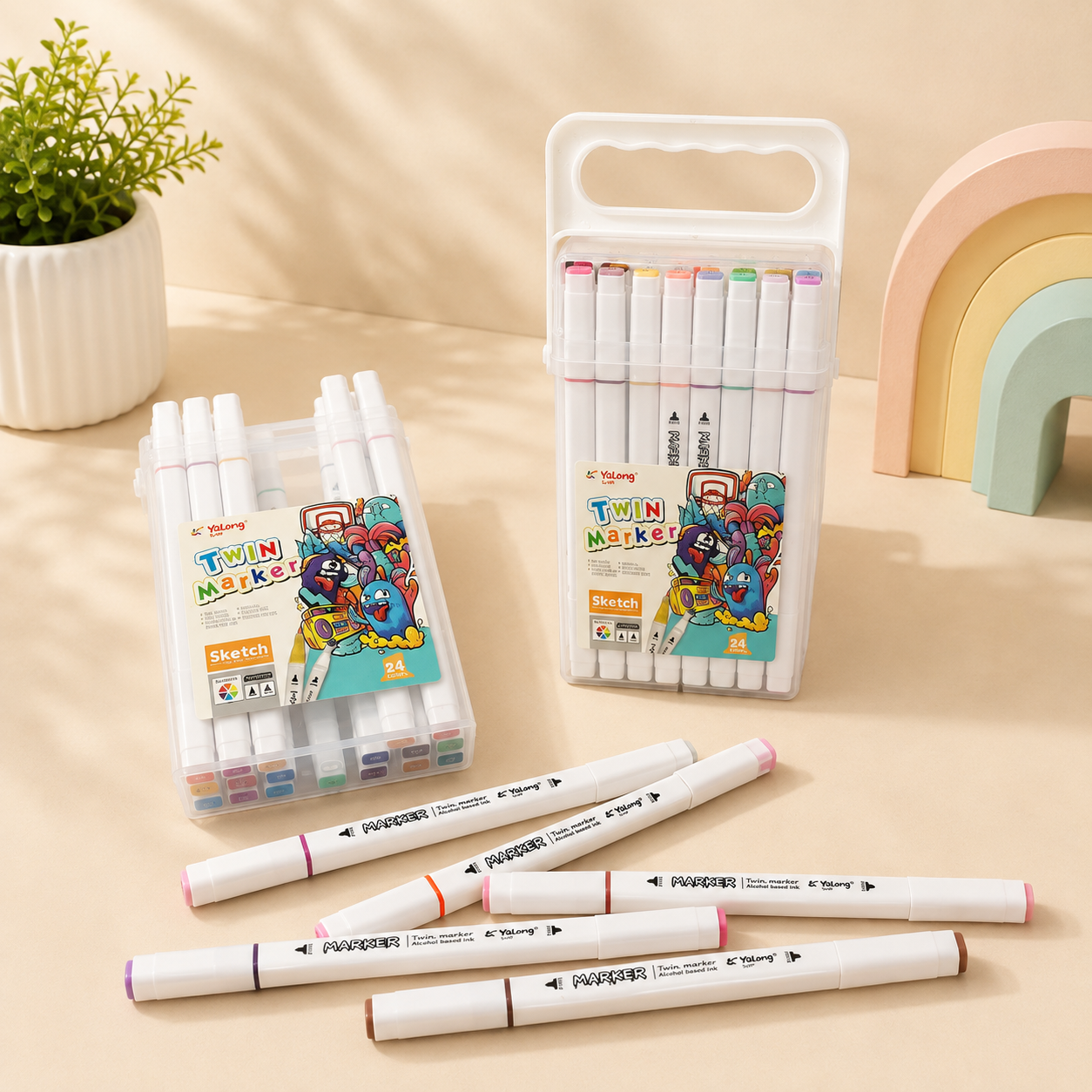24 Colors Twin Marker Sketch Pen Set