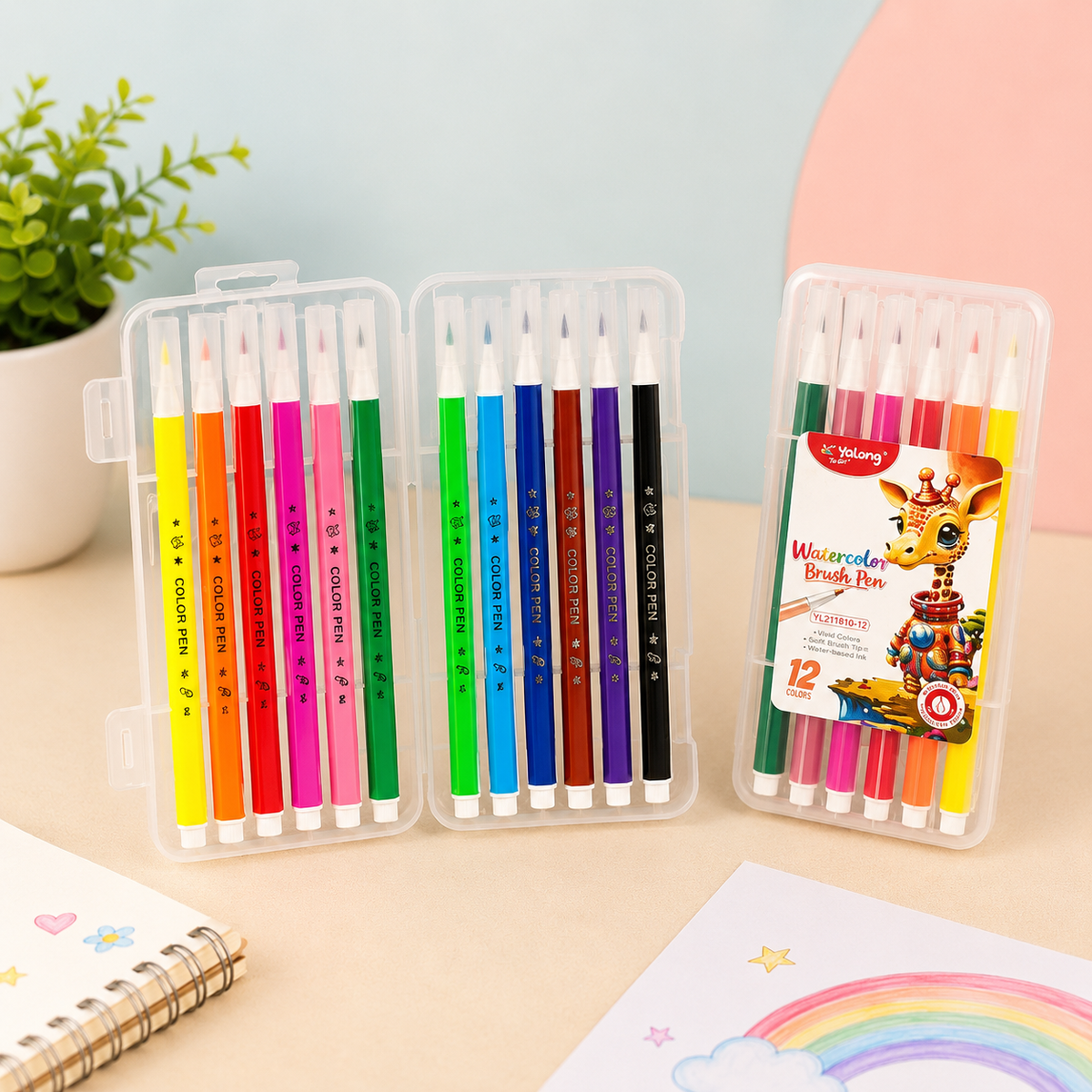 Yalong 12 Colors Watercolor Brush Pen Set