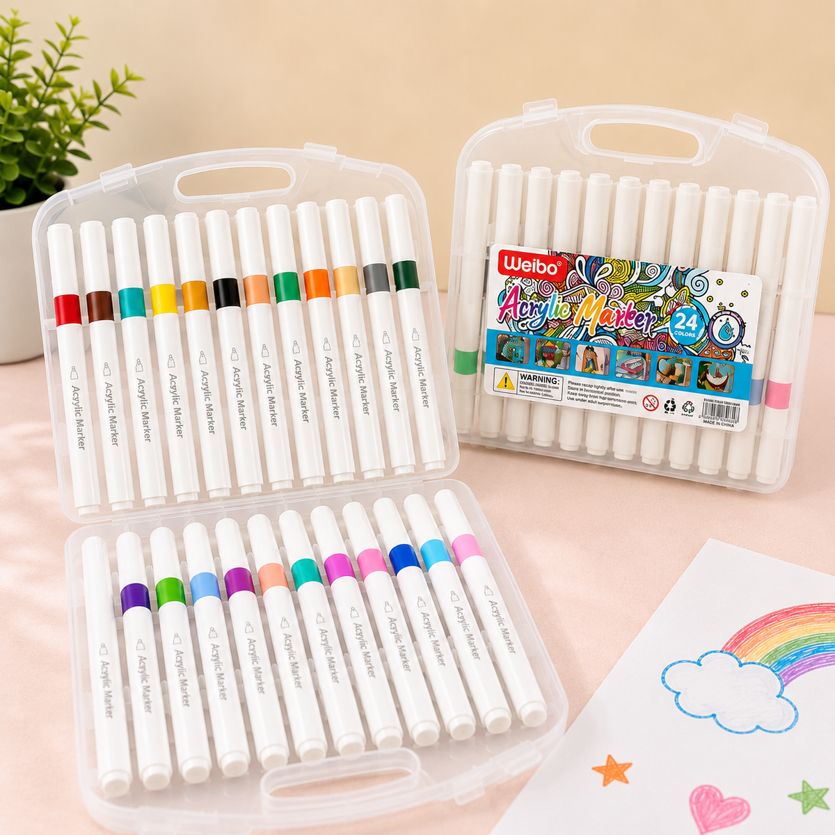 Weibo 24 Colors Acrylic Marker Pen Set