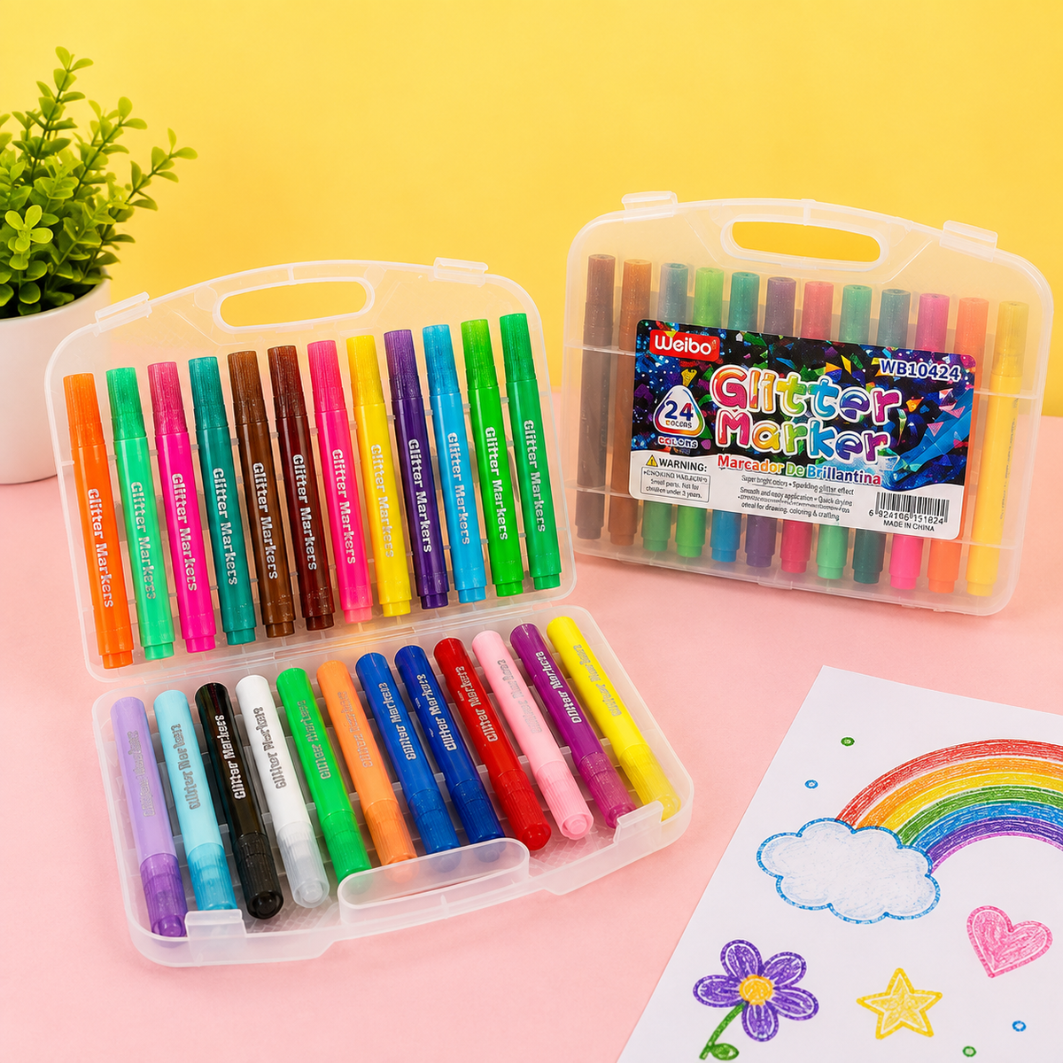 Weibo 24 Colors Glitter Marker Set