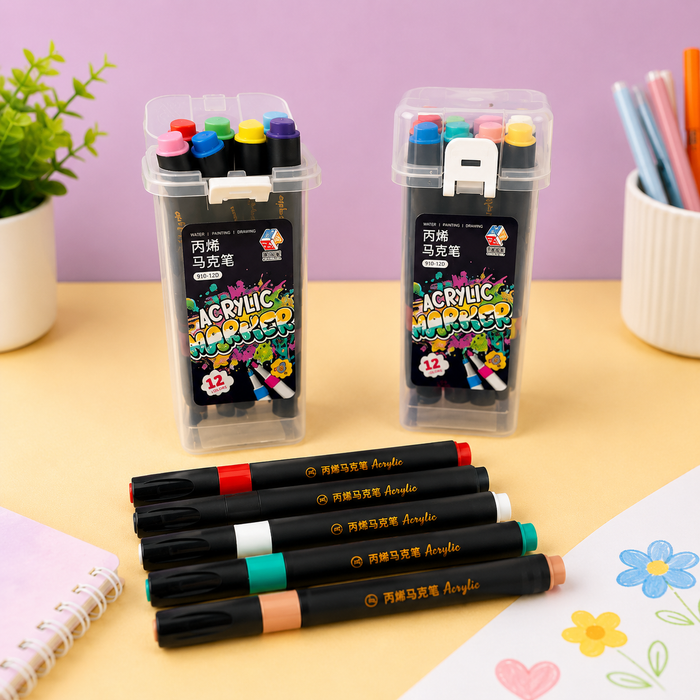 12 Colors Acrylic Marker Set
