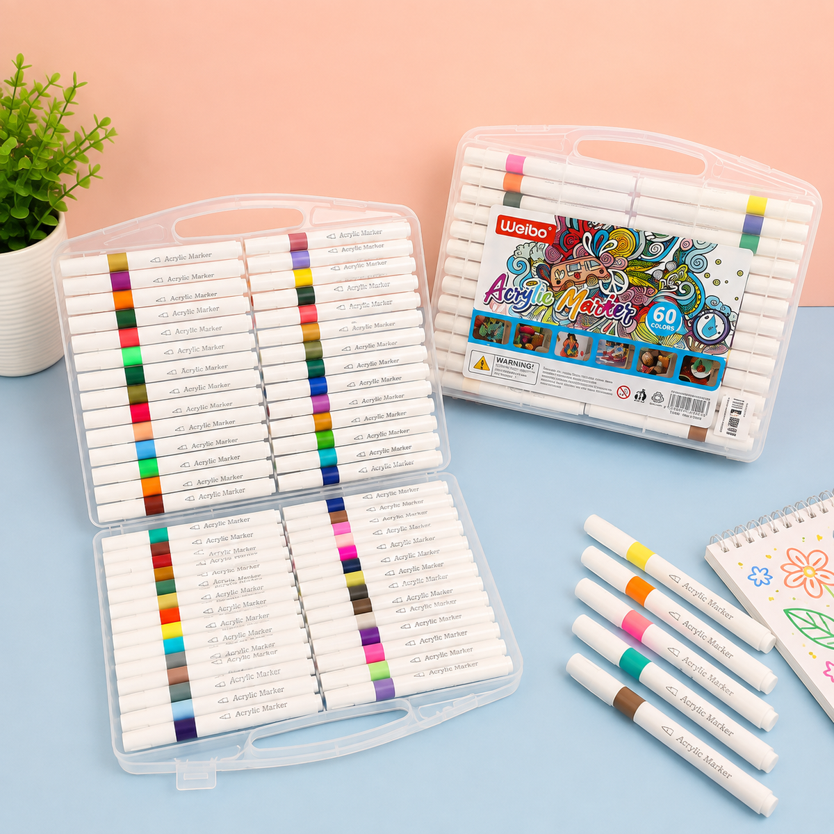 Weibo 60 Colors Acrylic Marker Set