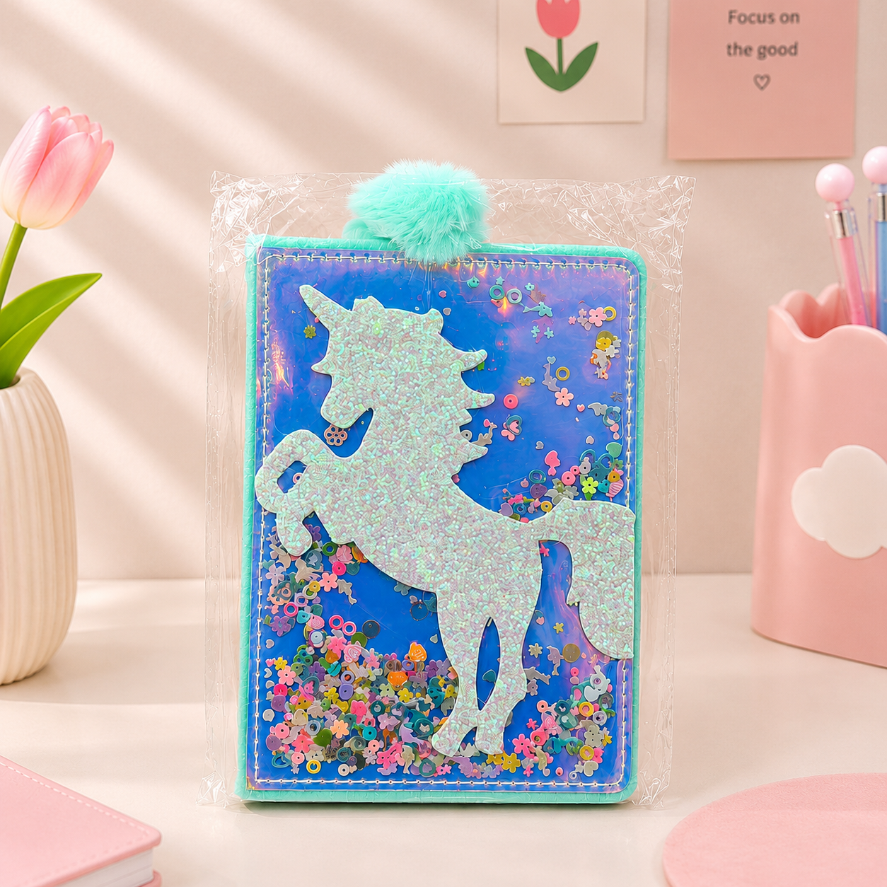 Glitter Unicorn Shaker Notebook