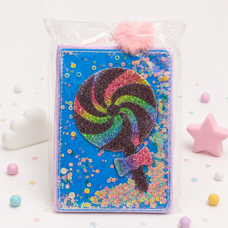 Glitter Lollipop Shaker Notebook