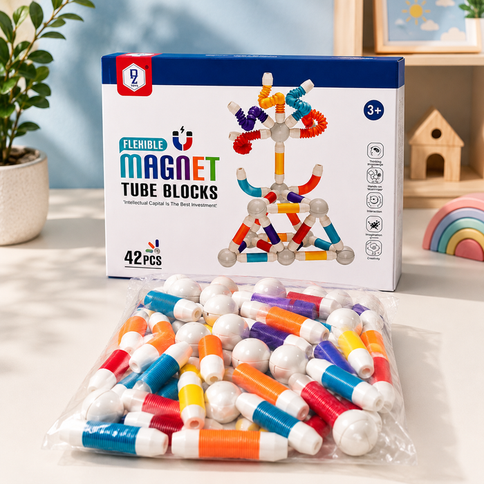 42 PCS Flexible Magnetic Tube Blocks Building Set