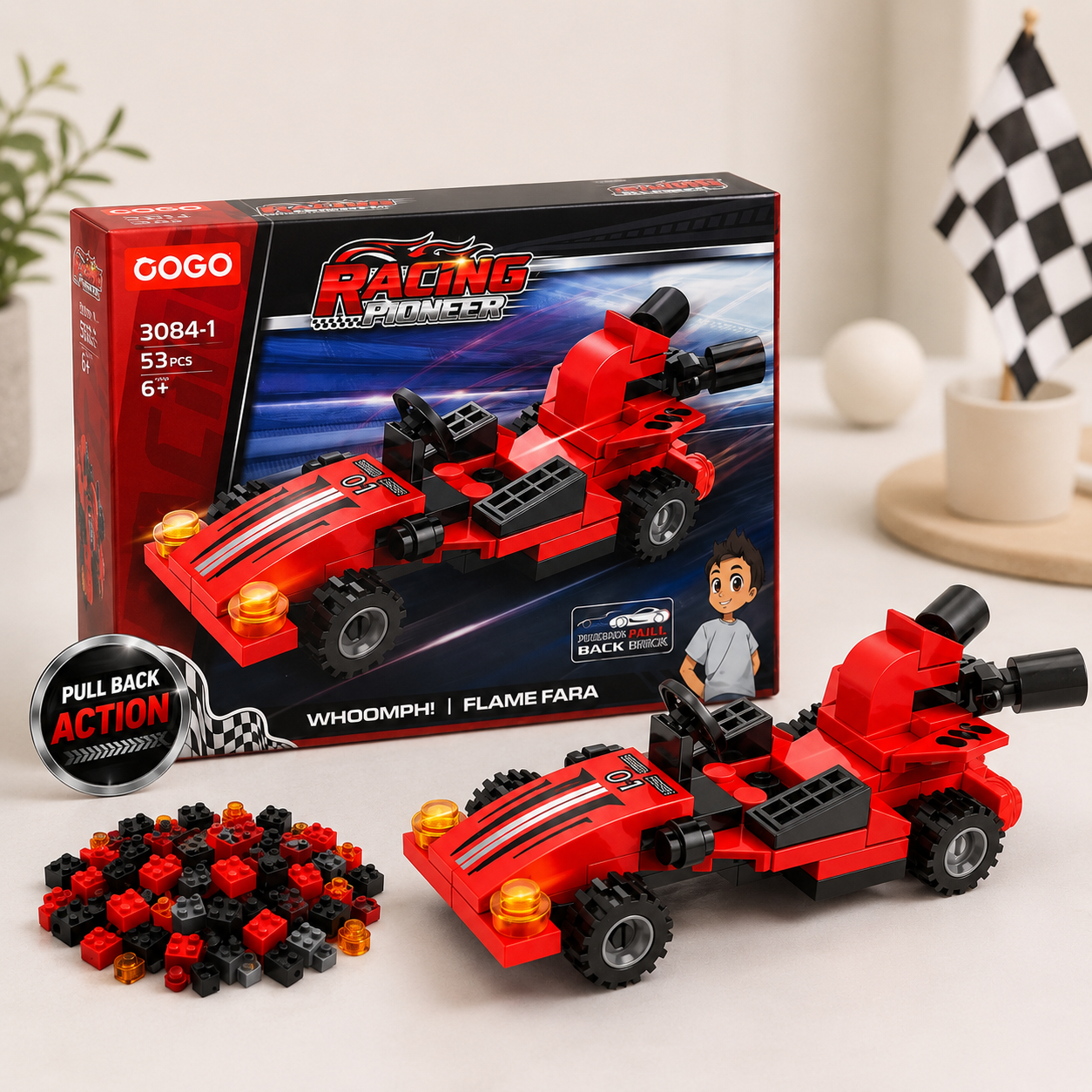 Pull Back Racing Car Building Blocks – 53 PCS