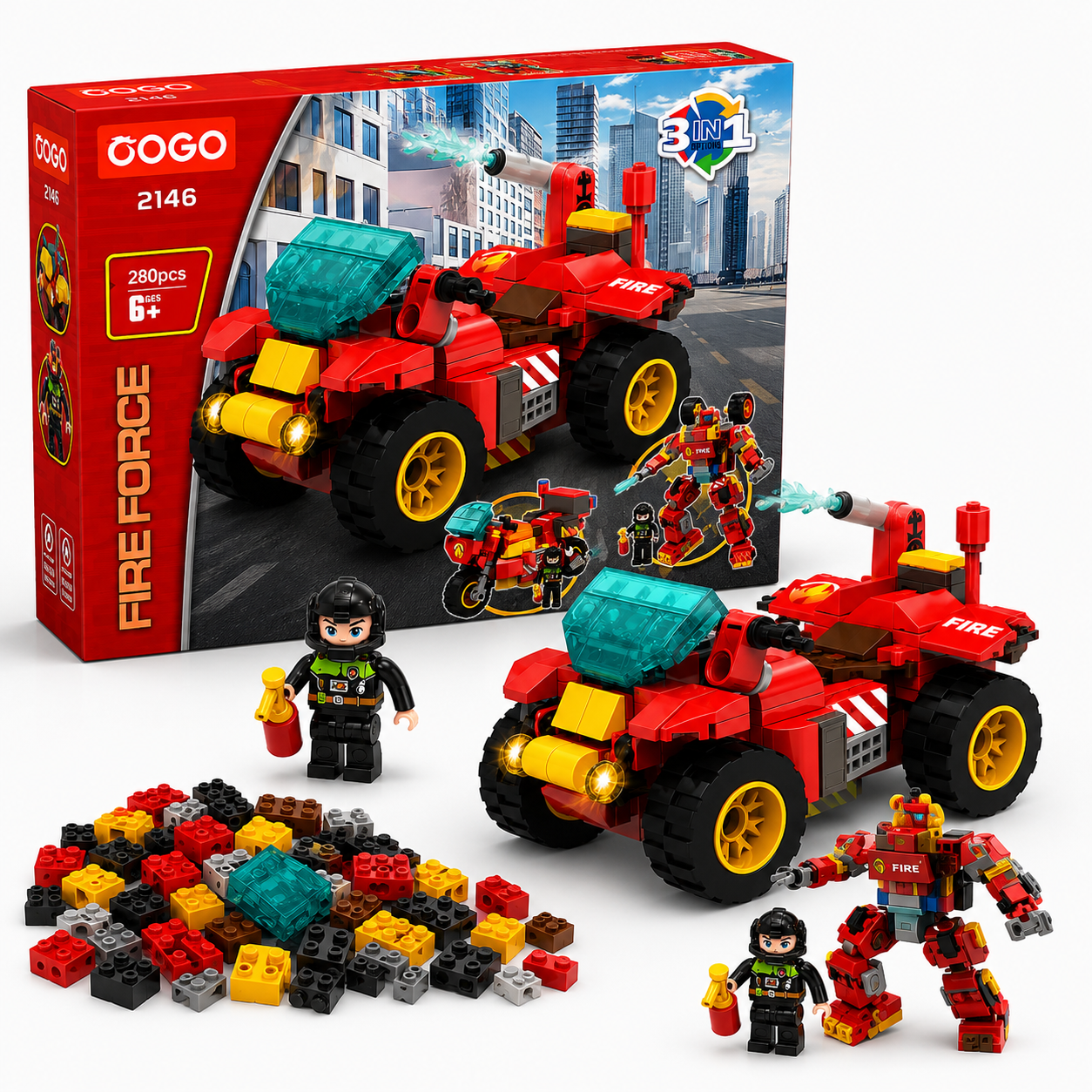 3-in-1 Fire Rescue Building Blocks Set – 280 PCS