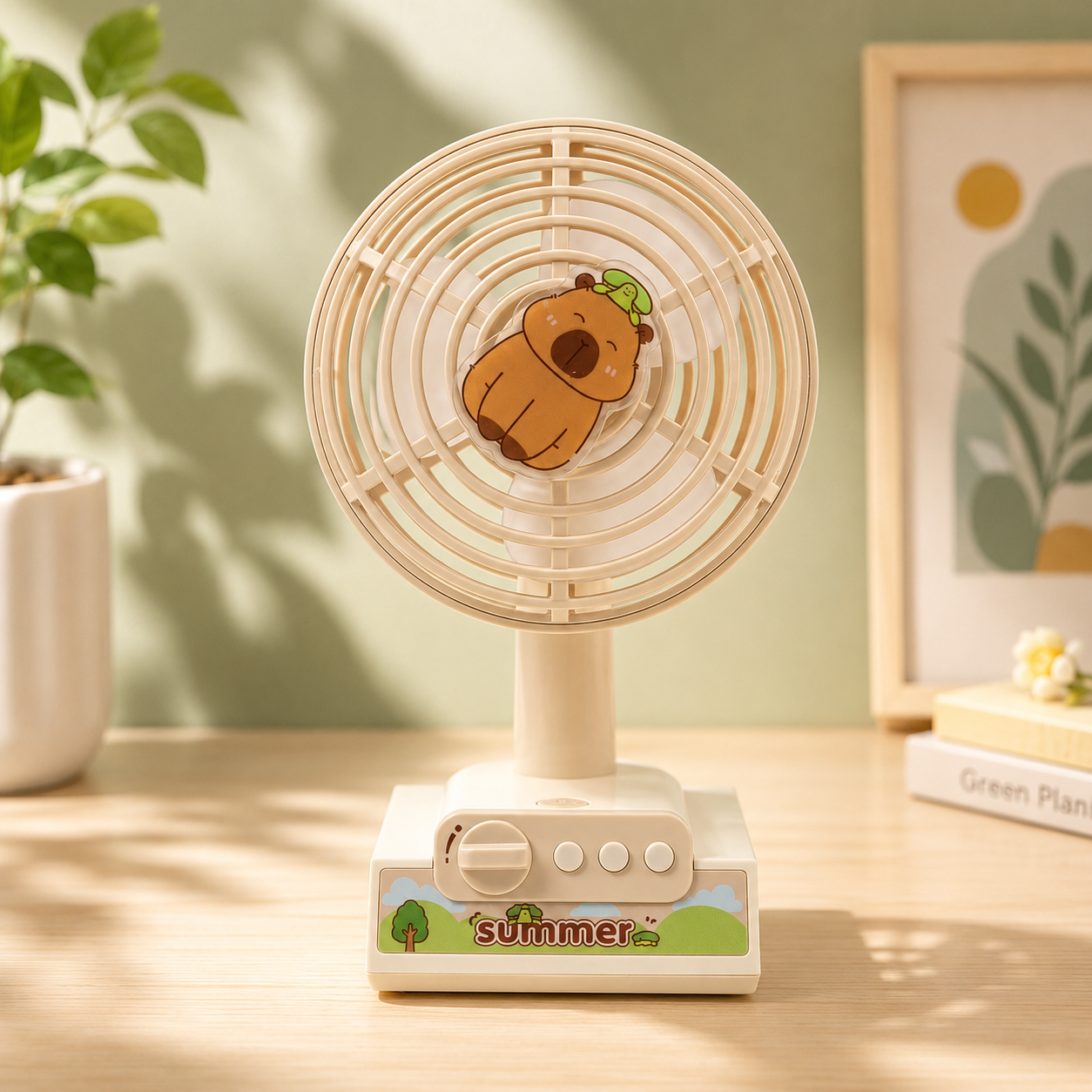 Portable Desktop Fan with Adjustable Speed – Cartoon Bear Mini Cooling Fan