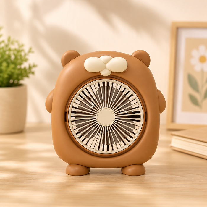 Bear Mini Desktop Fan - Brown