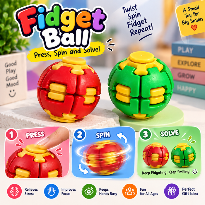 Press & Spin Fidget Ball – Stress Relief & Focus Toy