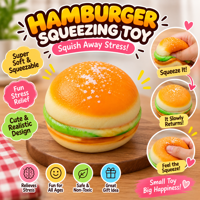 Hamburger Squishy Squeezing Toy – Soft Stress Relief Toy