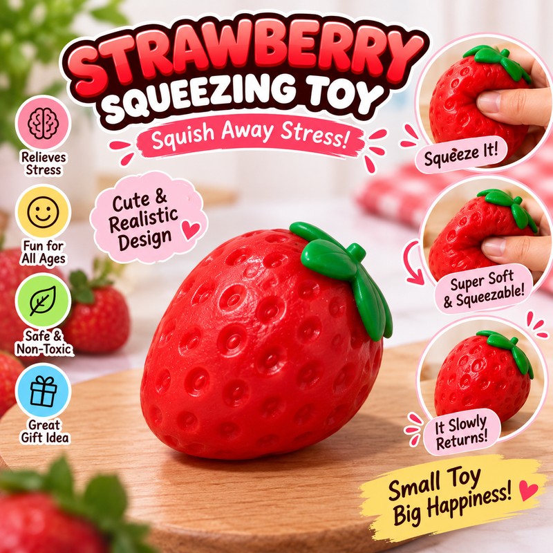 Strawberry Squishy Squeezing Toy – Soft Stress Relief Toy