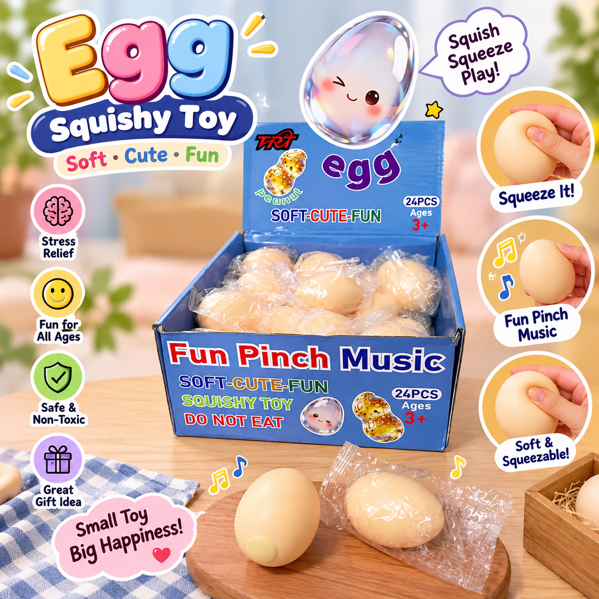 Egg Squishy Squeezing Toy – Soft & Fun Sensory Toy