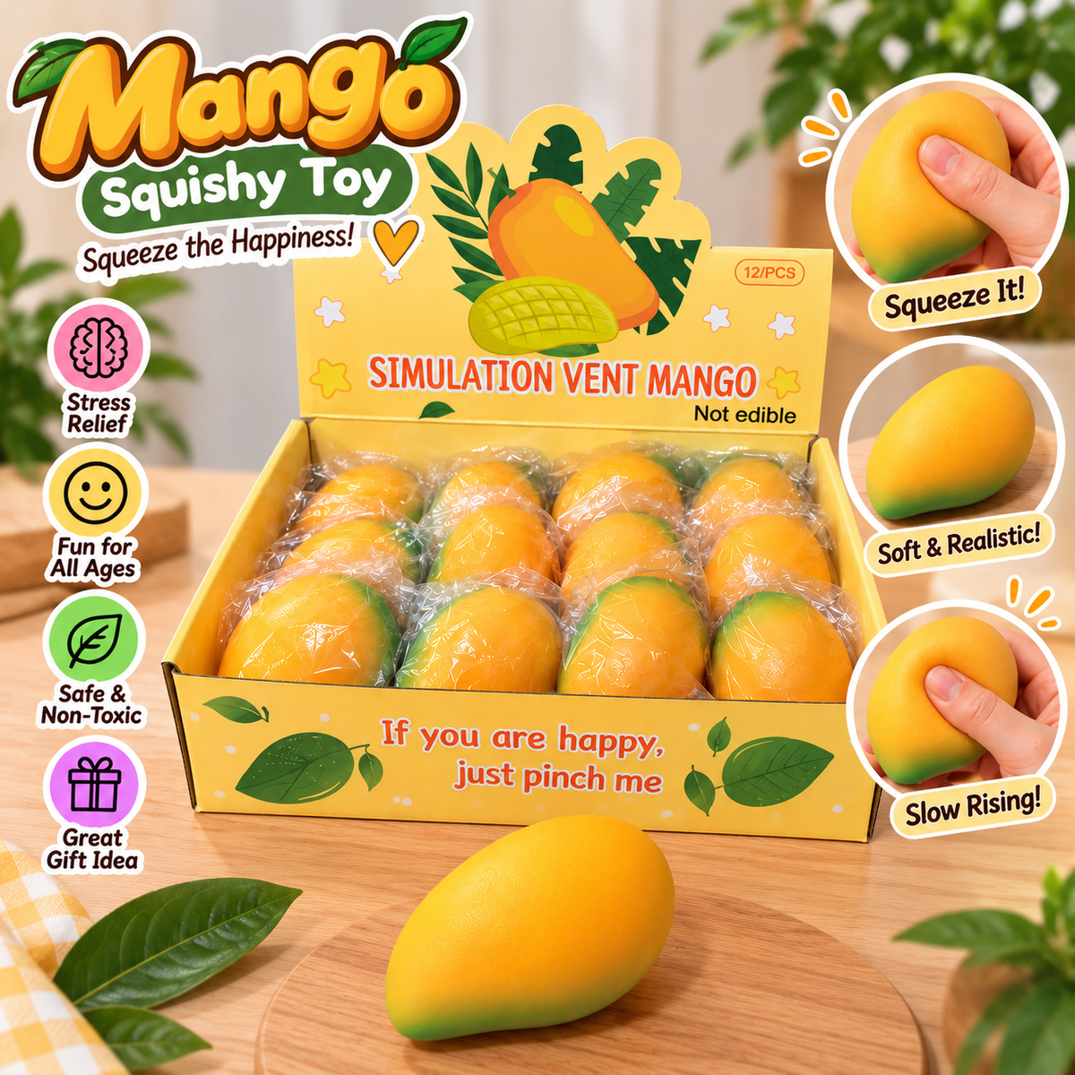 Mango Squishy Squeezing Toy – Soft Slow Rising Stress Relief Toy