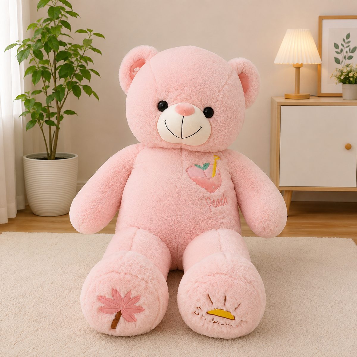 Pink Peach Design Teddy Bear Plush Toy - 3 Feet