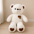 White Love Heart Giant Teddy Bear Plush Toy - 3 Feet