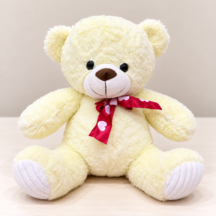 White Teddy Bear Plush Stuffed Toy with Bow (15cm)