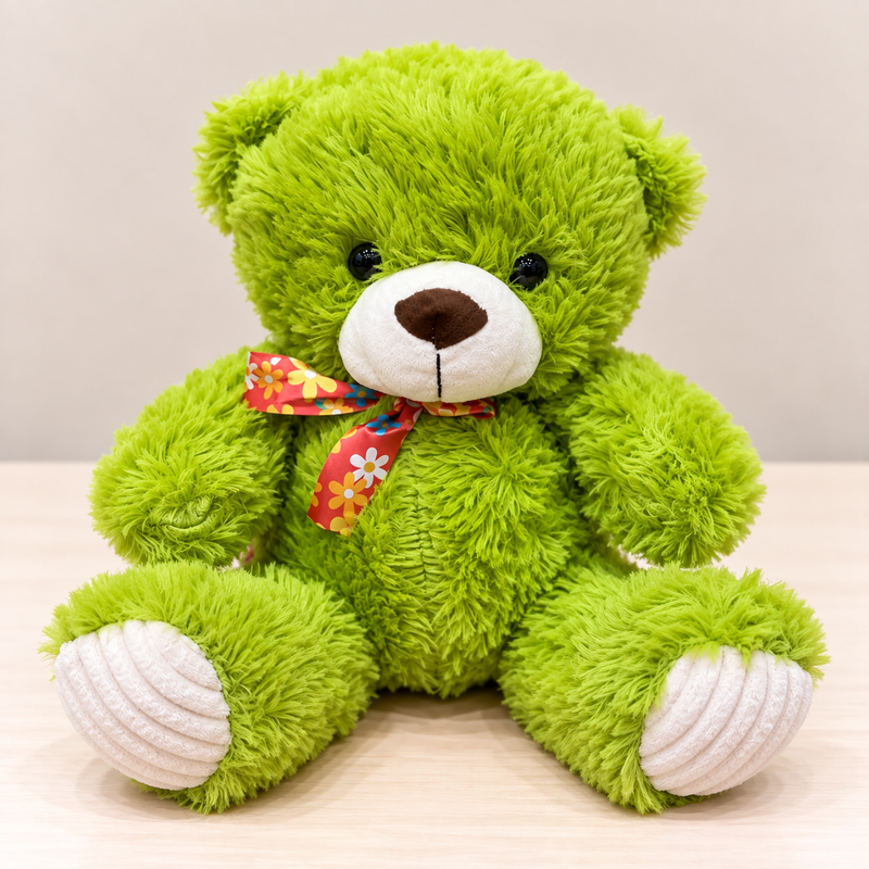 Green Teddy Bear Plush Stuffed Toy with Bow (15cm)