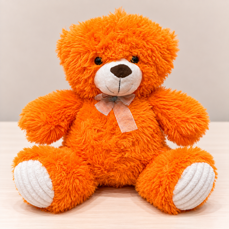 Orange Teddy Bear Plush Stuffed Toy with Bow (15cm)
