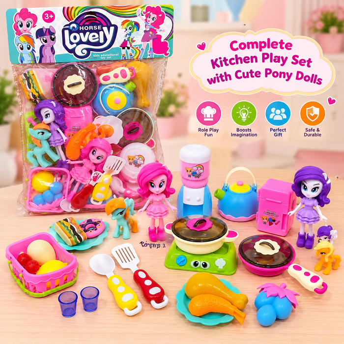Pony Dolls Kitchen Play Set with Cooking Accessories
