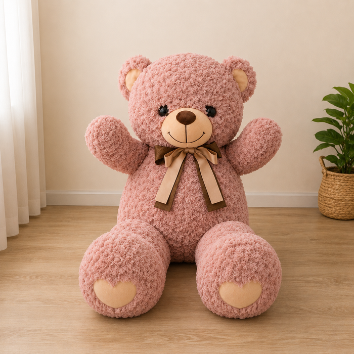 Pink Bow Giant Teddy Bear Plush Toy - 2.5 Feet