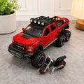 6-Wheel Off-Road Pickup Die-Cast Model with Mini Bike