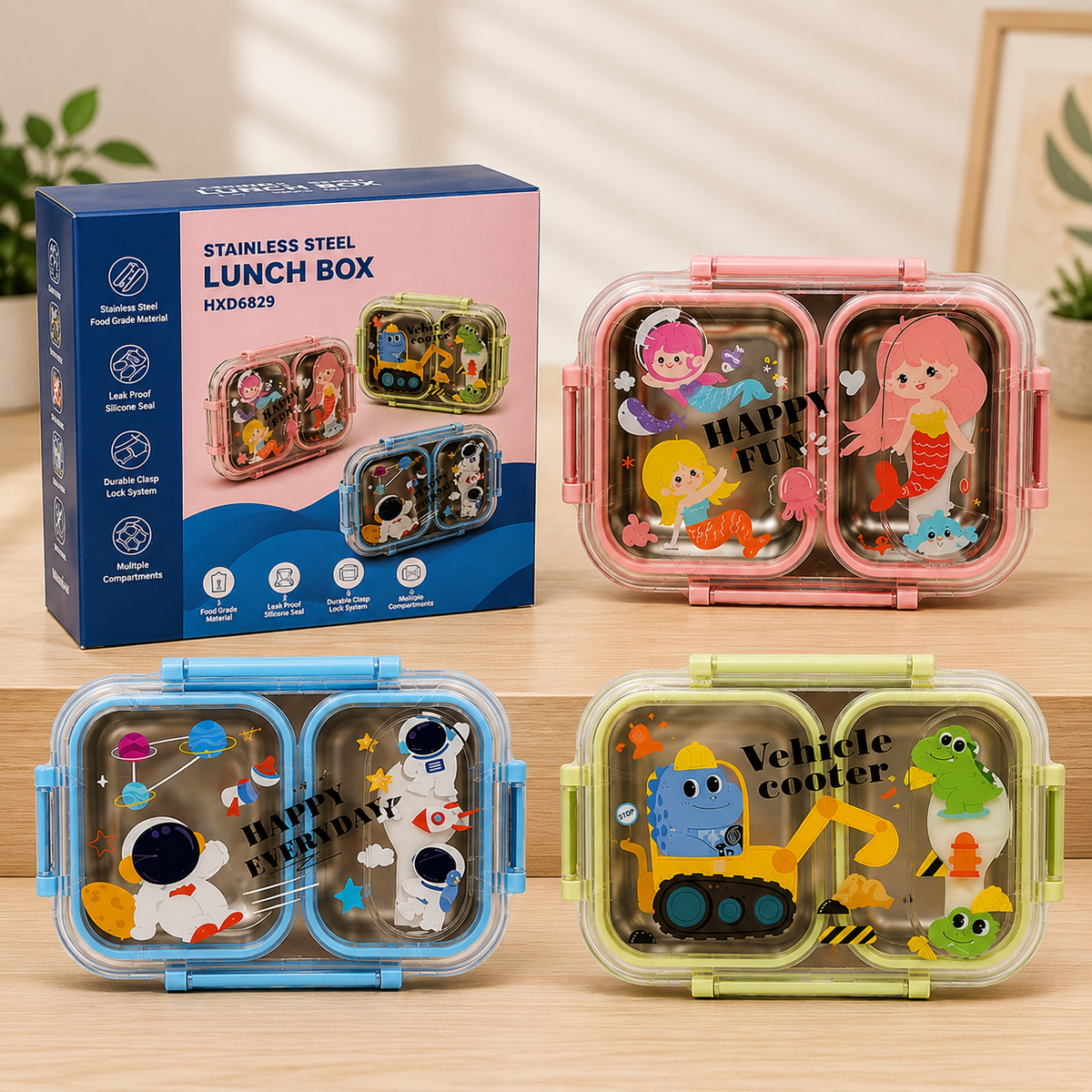 Stainless Steel Kids Lunch Box – Multiple Cartoon Designs