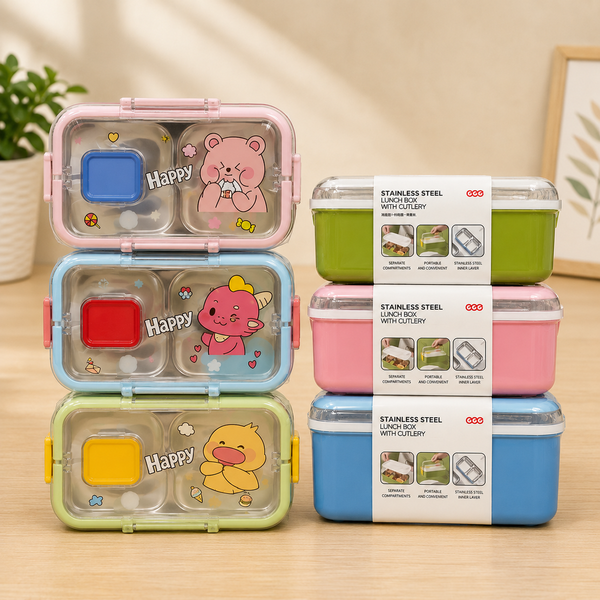 Stainless Steel Kids Lunch Box with Cutlery