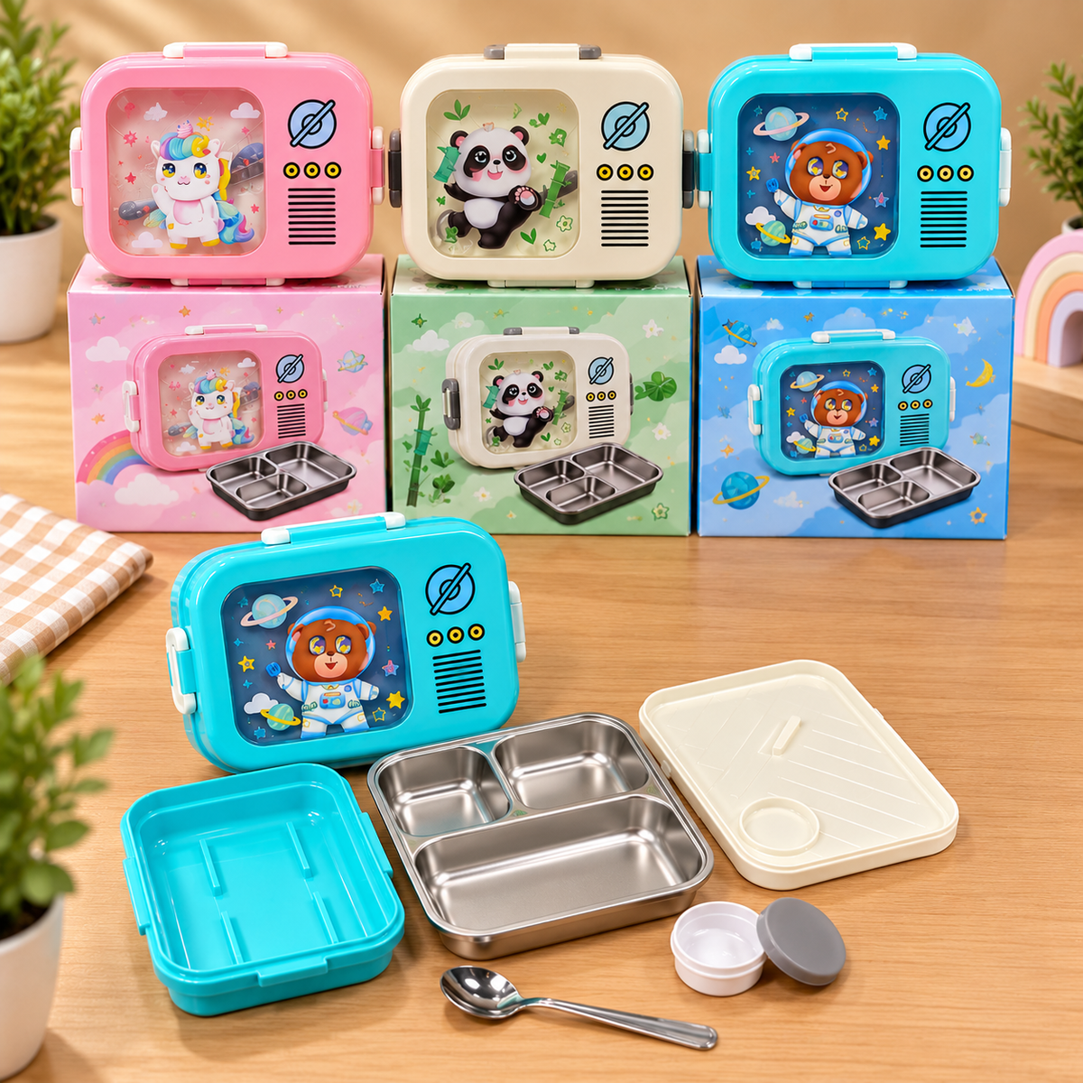 PlayTime TV Stainless Steel Kids Lunch Box