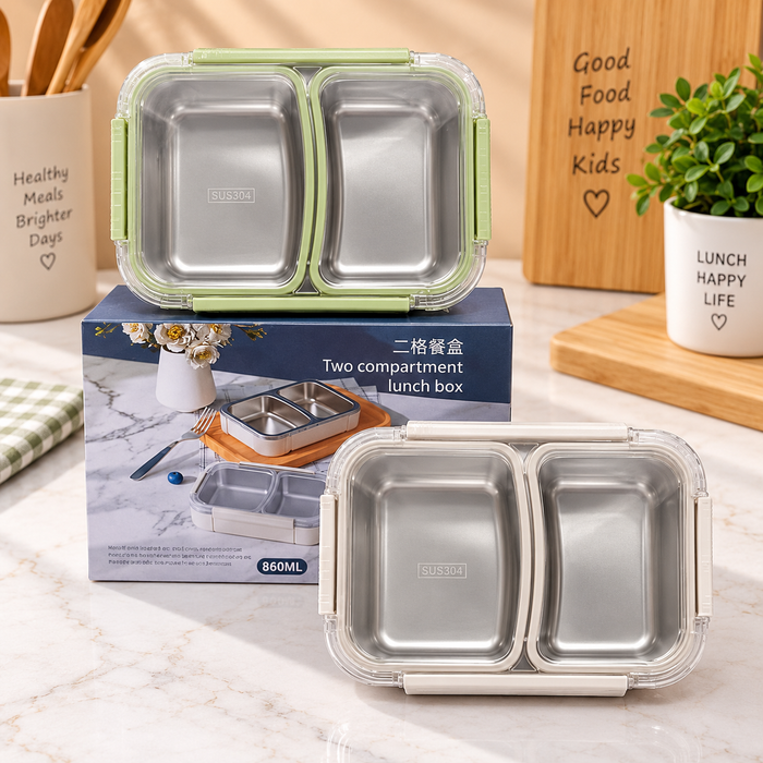 Two Compartment Stainless Steel Lunch Box