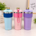 Stylish Insulated Travel Tumbler with Lid & Carry Strap