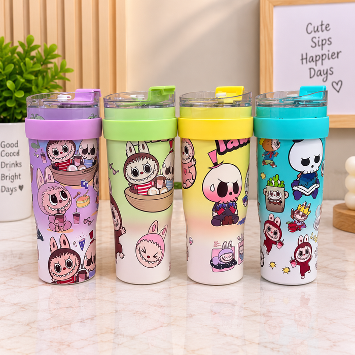Cartoon Printed Travel Tumbler with Lid