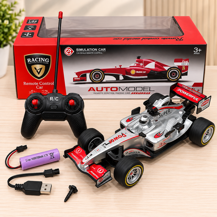 Formula 1 Remote Control Racing Car with Lights & Rechargeable Battery – Kids F1 RC Car