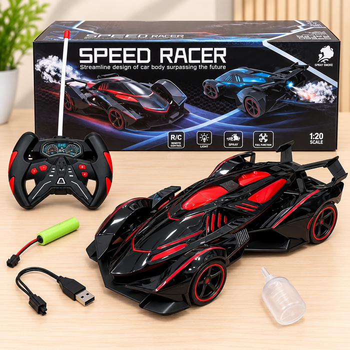 Remote Control Speed Racer Sports Car with Spray & Light Effects