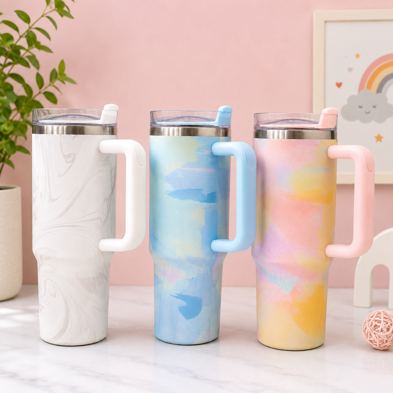 Pastel Marble Insulated Tumbler