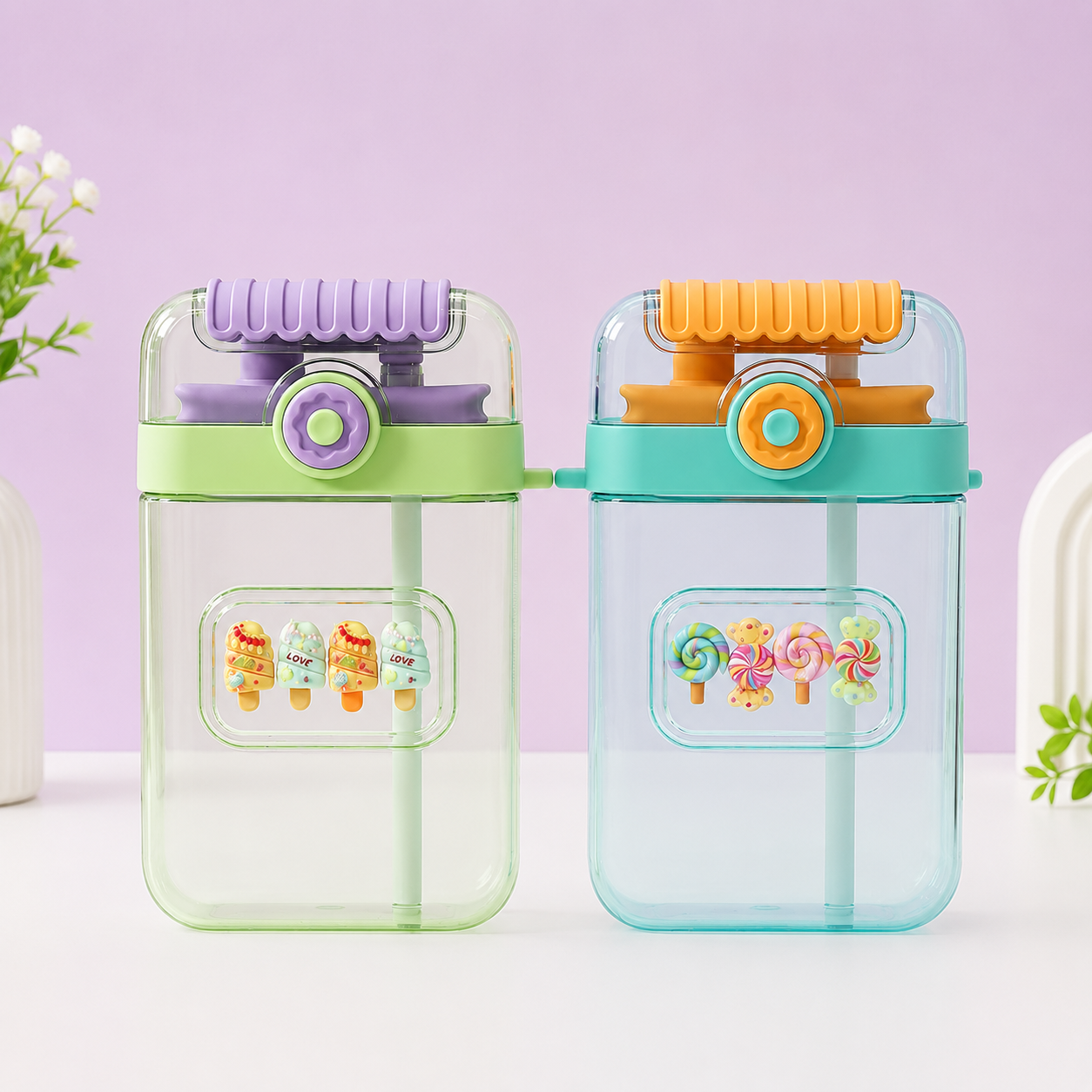 Portable Straw Water Bottle