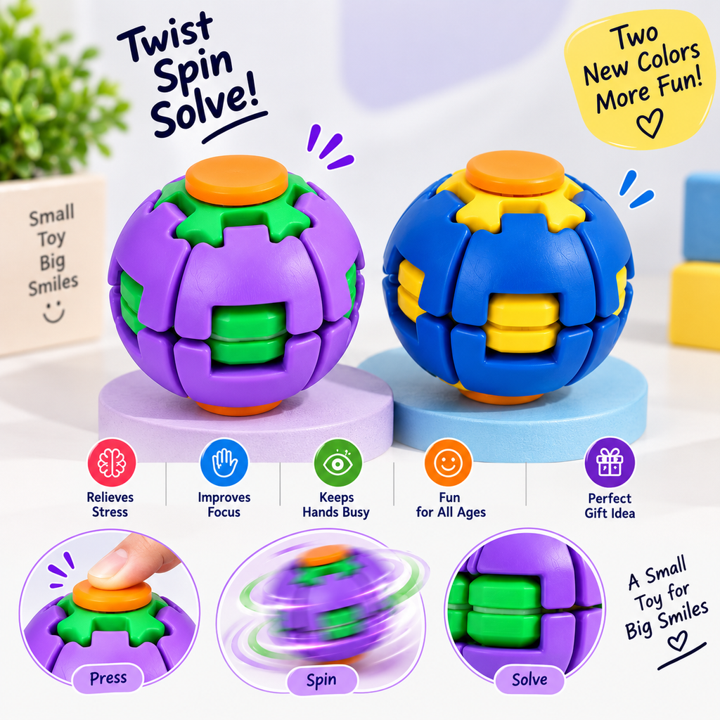 Press & Spin Fidget Ball – Stress Relief & Focus Toy